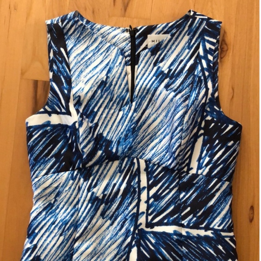 Millie Coco Blue and White Scribble Print Sleeveless Sheath Dress - Picture 3 of 8